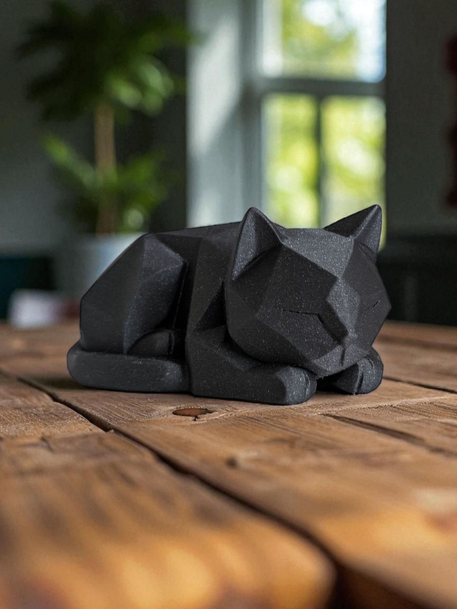 Cute Waiting Low Poly Kitten - Angle View